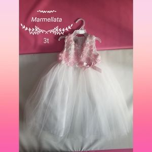 *Marmellata* pink rosette full tulle layered dress